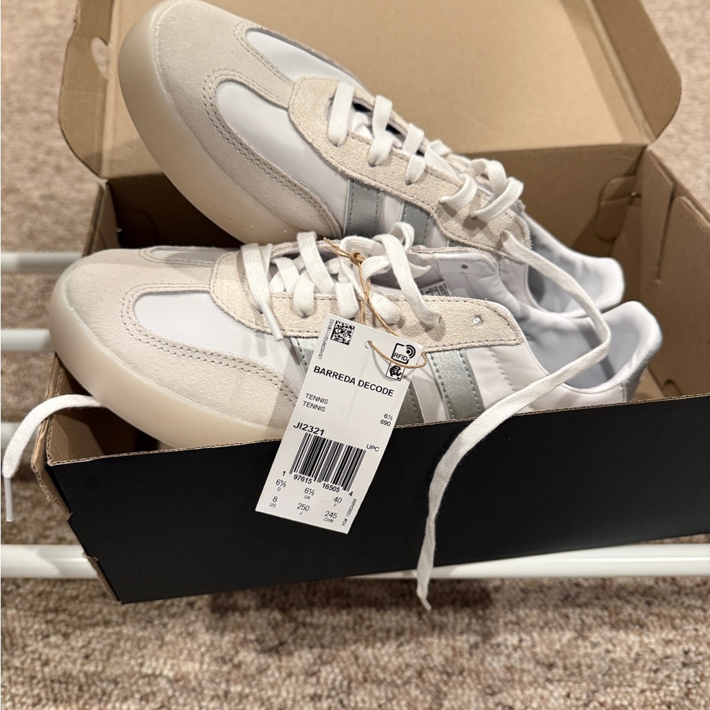 Adidas Barreda Decode Women's Sneakers in White, Silver & Off White Suede
